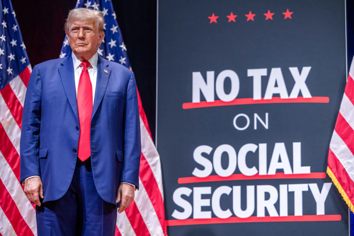 Former President and Republican presidential nominee Donald Trump delivers remarks on the economy and taxes at Harrah’s Cherokee Center in Asheville, N.C., on Aug. 14, 2024. (Grant Baldwin/Getty Images)