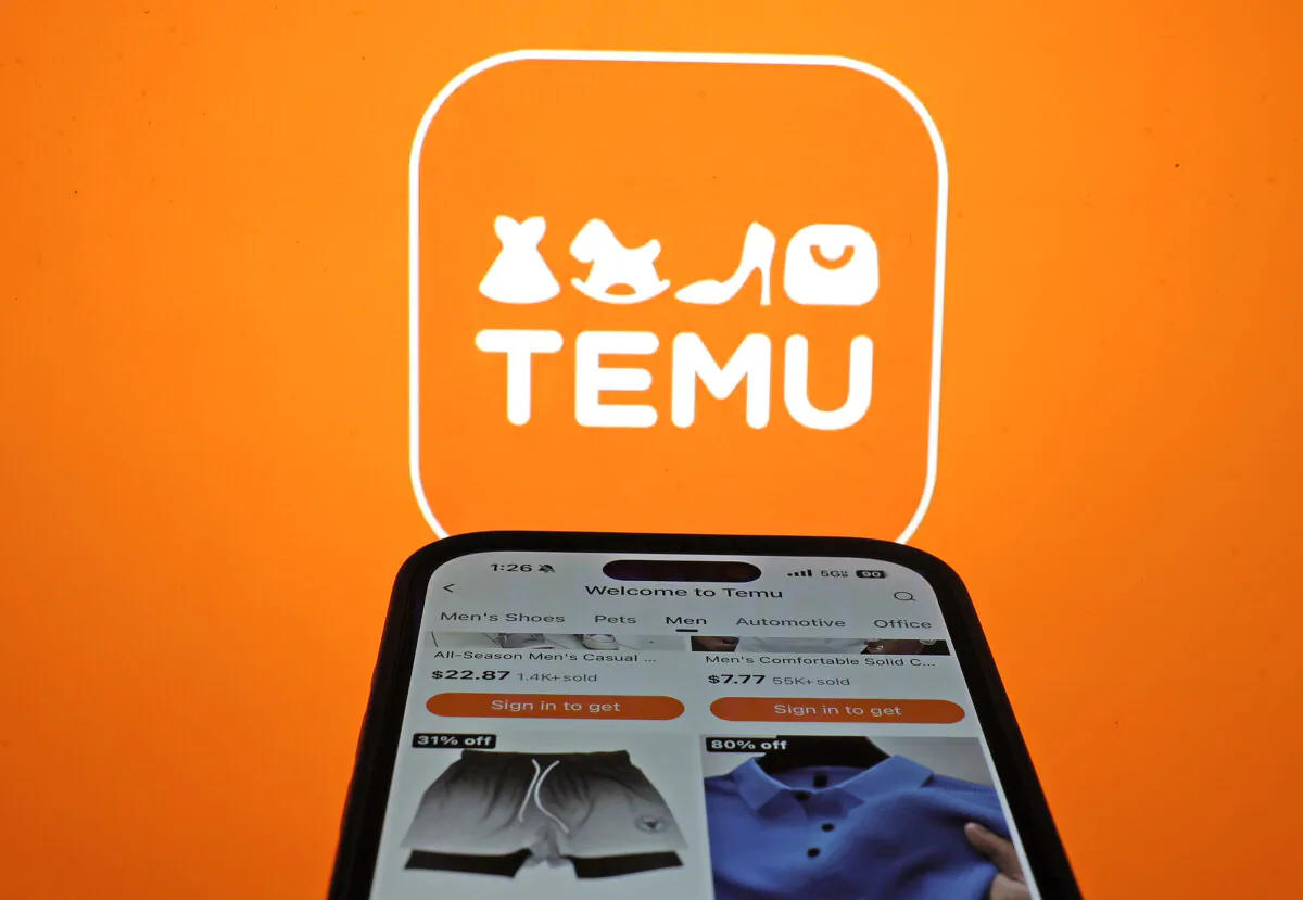 The Temu logo is displayed on a laptop in San Anselmo, Calif., on Feb. 26, 2024. (Justin Sullivan/Getty Images)