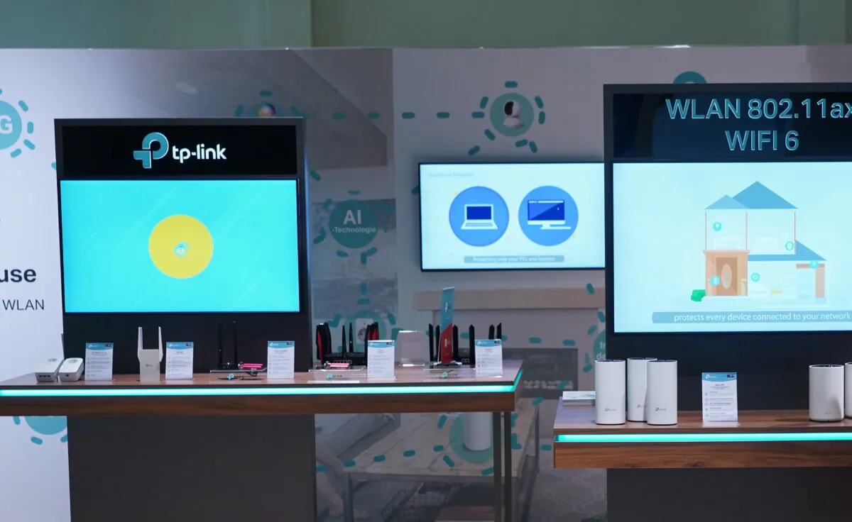 The TP Link stand at the IFA 2020 Special Edition consumer electronics  trade fair in Berlin on Sept. 3, 2020. (Sean Gallup/Getty Images)