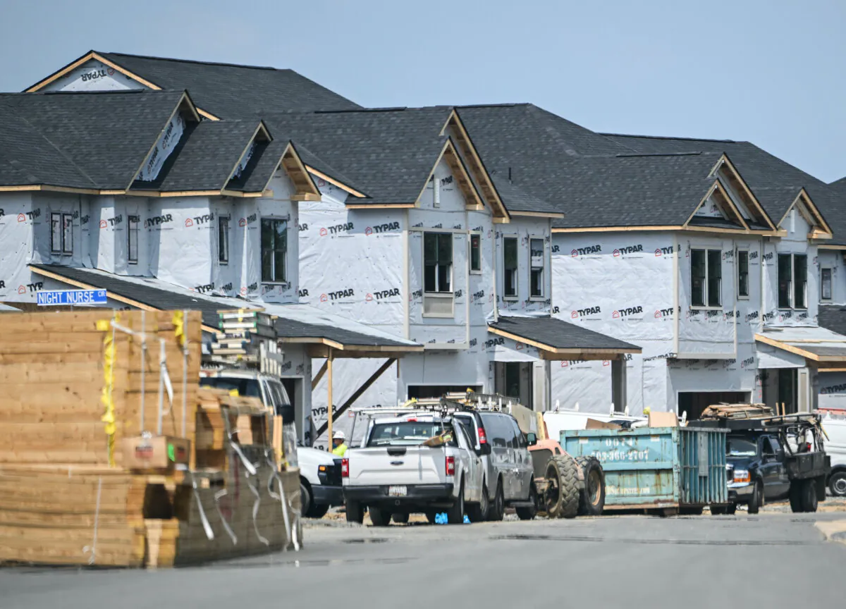 Houses under construction are seen in a new development in Brambleton, Virginia, on Aug. 14, 2024. (Andrew Caballero-Reynolds/AFP via Getty Images)