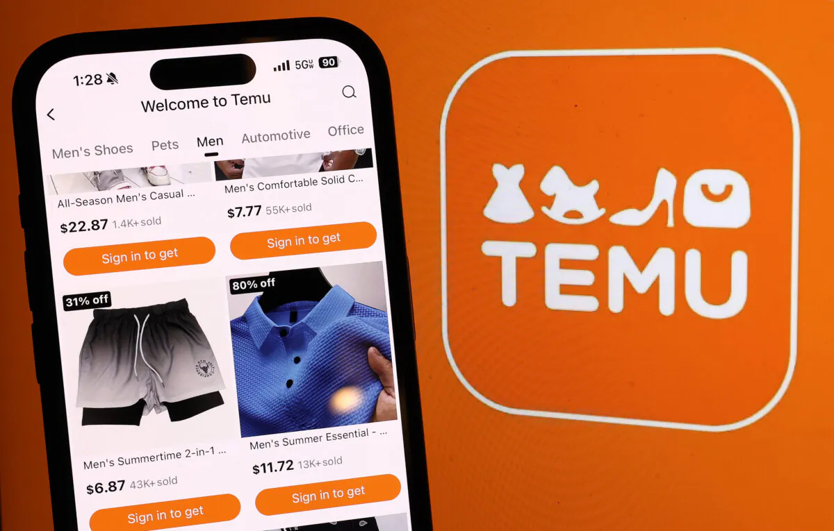 The Temu logo is displayed on a laptop in San Anselmo, Calif., on Feb. 26, 2024. (Justin Sullivan/Getty Images)