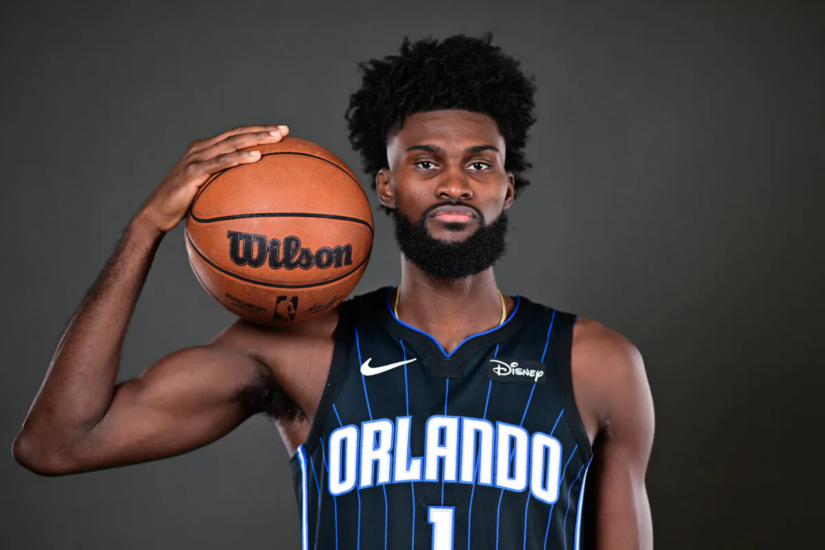 Jonathan Isaac of the Orlando Magic poses for a portrait during the 2023-2024 Orlando Magic Media Day at AdventHealth Training Center in Orlando, Florida, on October 2, 2023. (Julio Aguilar/Getty Images)