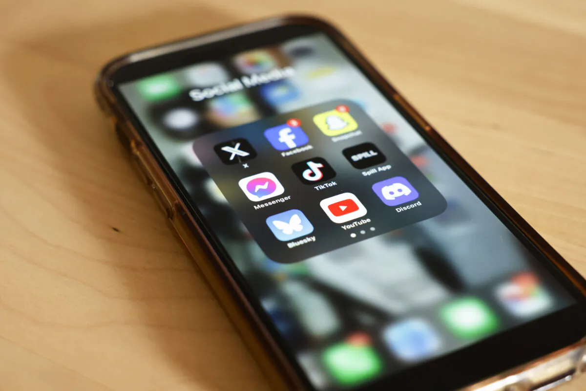 Social media apps are seen on a phone in New York City on March 14, 2024. (Michael M. Santiago/Getty Images)