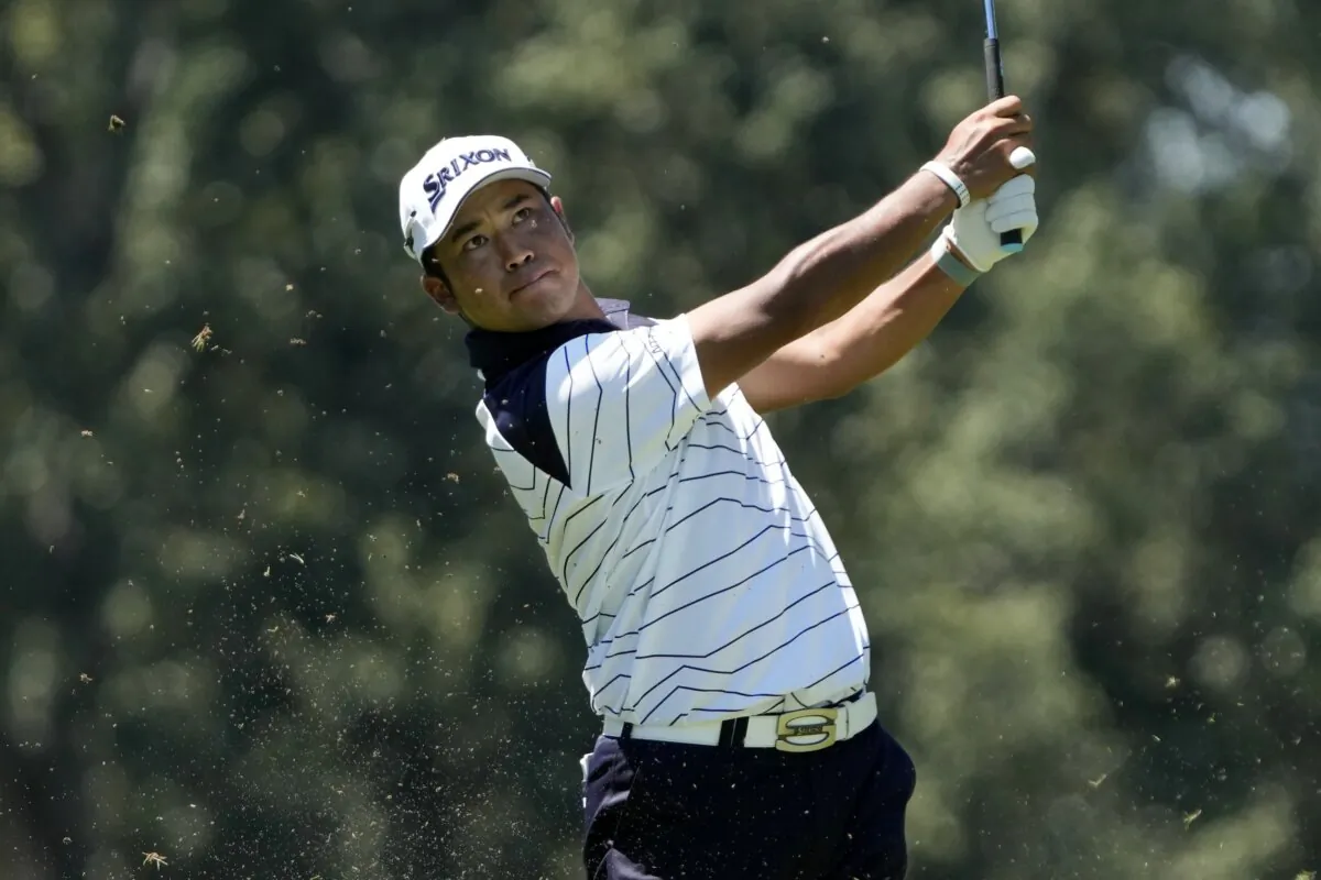 Hideki Matsuyama, of Japan, hits a shot from the seventh fairway during the third round of the St. Jude Championship golf tournament  in Memphis  on Aug. 17, 2024. (Mark Humphrey/AP Photo)