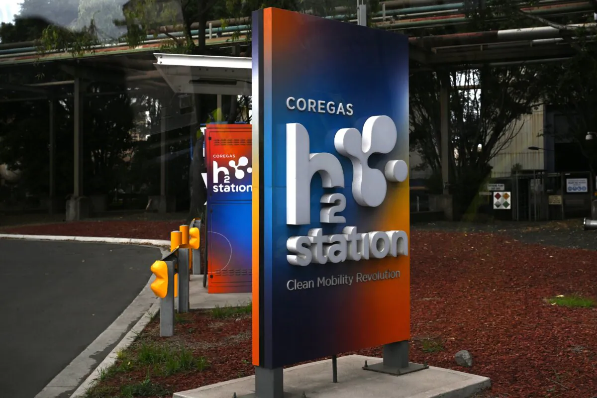 A hydrogen station at BlueScope Steelworks in Port Kembla, Wollongong, Australia, on Feb. 9, 2024. (AAP Image/Dean Lewins)