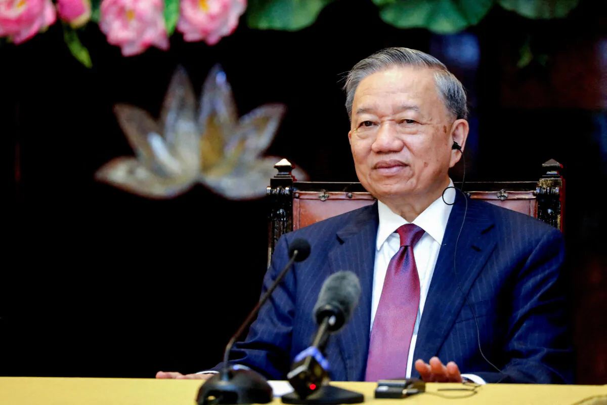 Vietnamese leader To Lam attends a press briefing at the Presidential Palace in Hanoi, Vietnam, on June 20, 2024. (Minh Hoang/pool via Reuters)