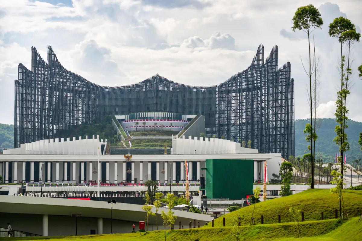 A general view shows the presidential palace during celebrations marking Indonesia's 79th Independence Day in the future capital Nusantara, in Sepaku, Penajam Paser Utara, East Kalimantan, on Aug. 17, 2024. (BAY ISMOYO/AFP via Getty Images)