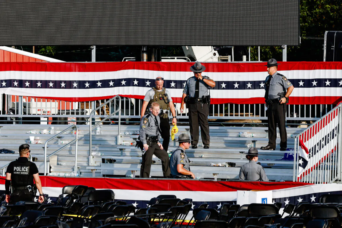 Law enforcement agents at the site of the attempted assassination against former President Donald Trump in Butler, Pa., on July 13, 2024. (Anna Moneymaker/Getty Images)