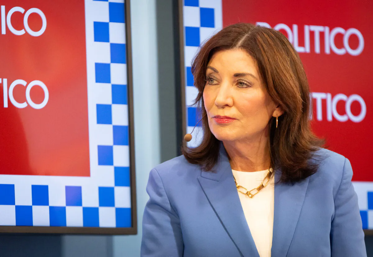 New York Gov. Kathy Hochul speaks in Chicago on Aug. 19, 2024. (John Fredricks/The Epoch Times)