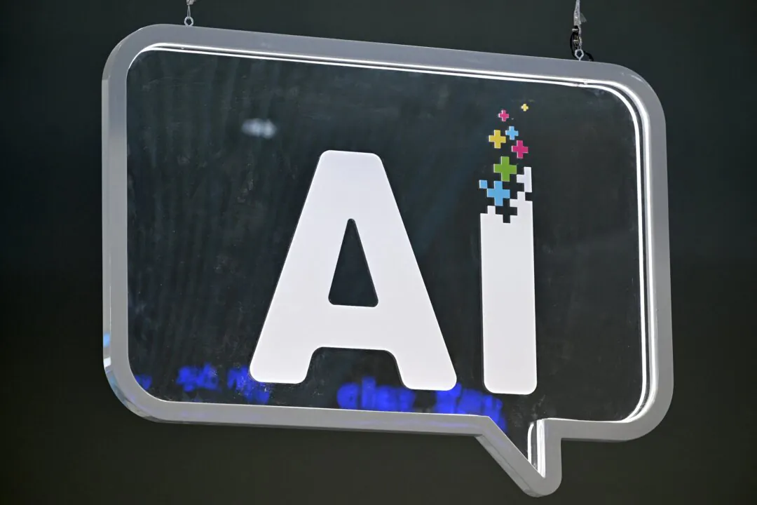 An AI (artificial intelligence) logo is pictured at the Mobile World Congress in Barcelona, Spain, on Feb. 27, 2024. (Josep Lago/AFP via Getty Images)