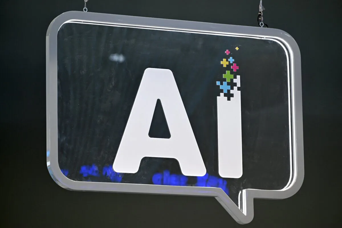 An AI (artificial intelligence) logo is pictured at the Mobile World Congress in Barcelona, Spain, on Feb. 27, 2024. (Josep Lago/AFP via Getty Images)