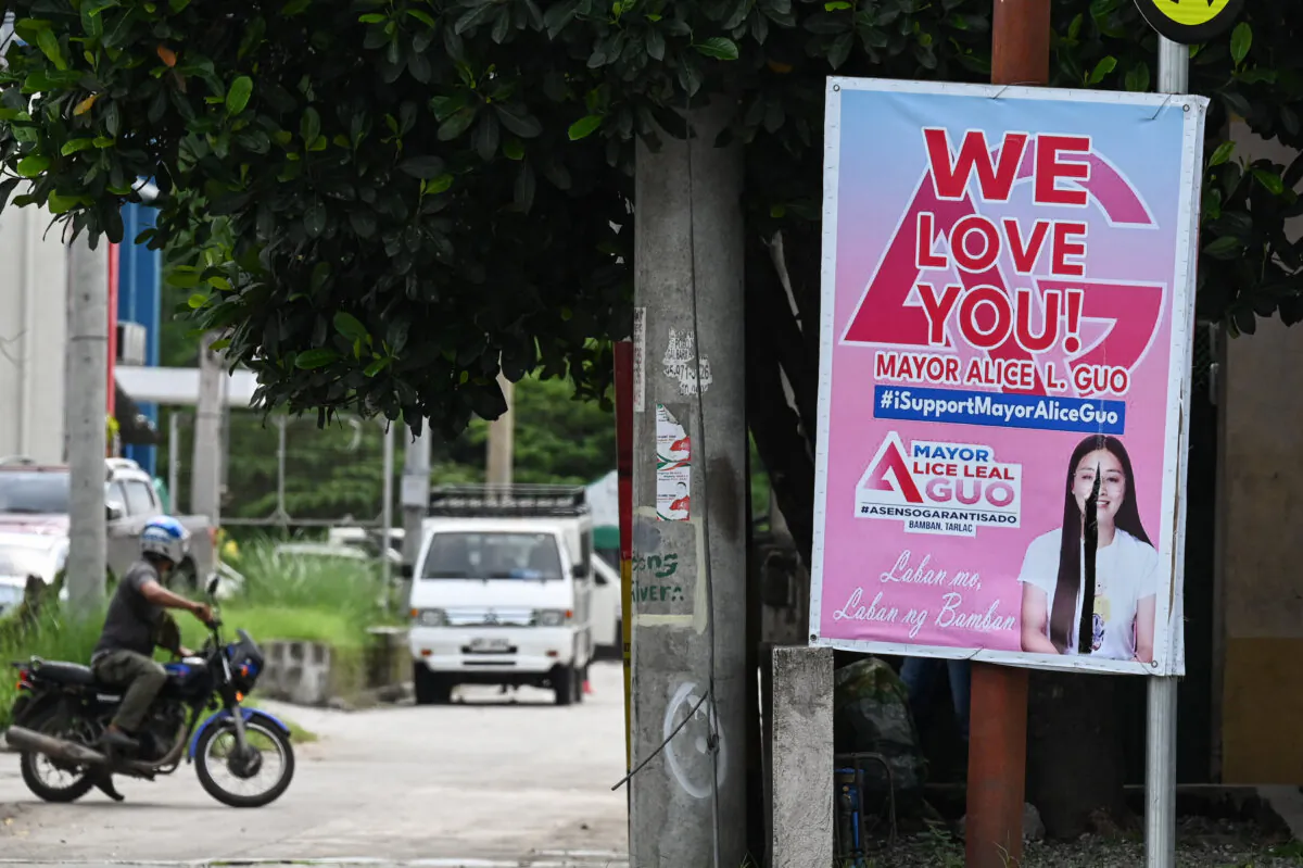 A poster showing support for Bamban Mayor Alice Leal Guo in Bamban, a province of Tarlac, Philippines, on July 19, 2024. (Jam Sta Rosa/AFP via Getty Images)