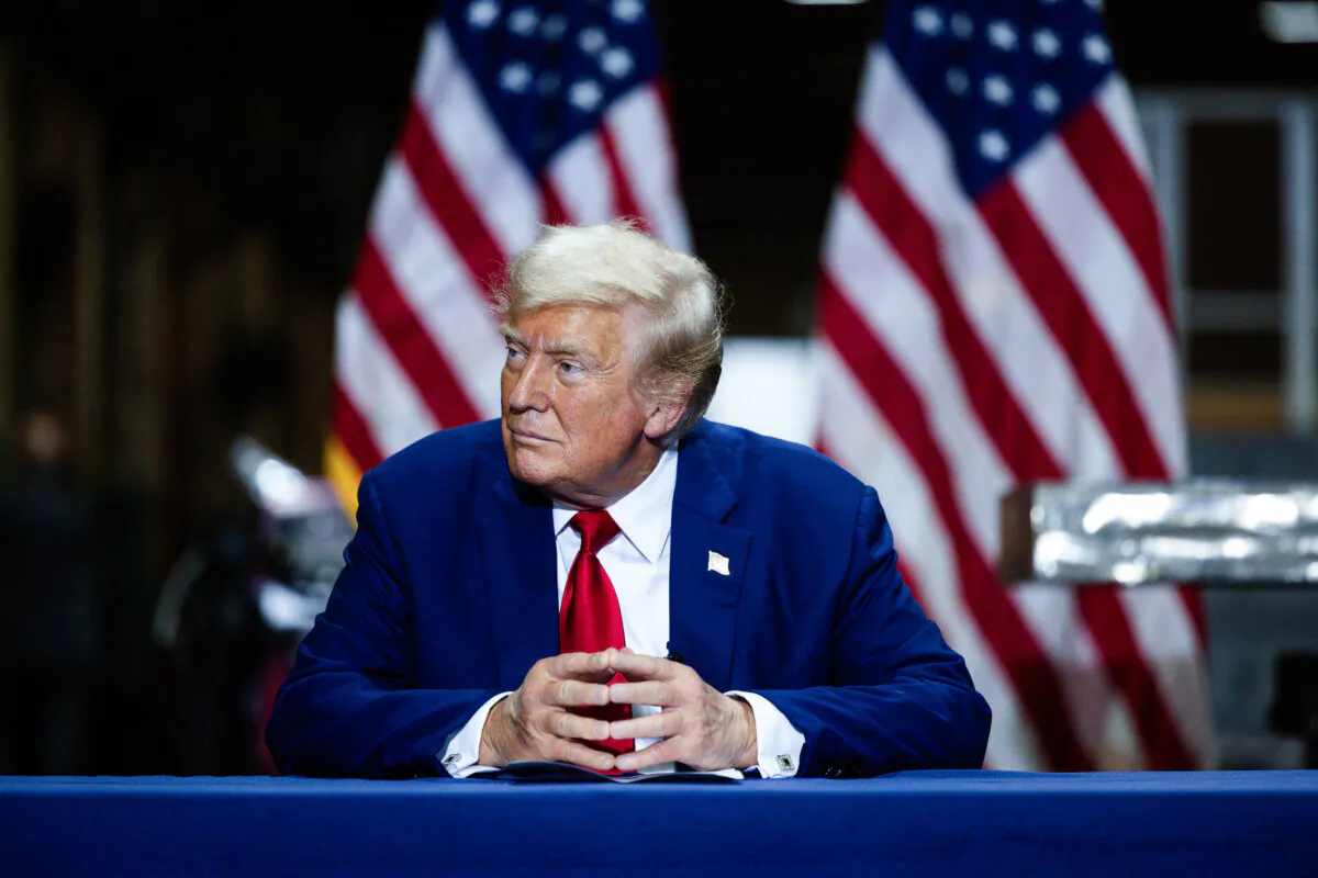 Republican Presidential nominee, former president Donald Trump remarks during a campaign event at Precision Custom Components in 2024 in York, Pennsylvania on Aug. 19, 2024. (Tierney L. Cross/Getty Images)