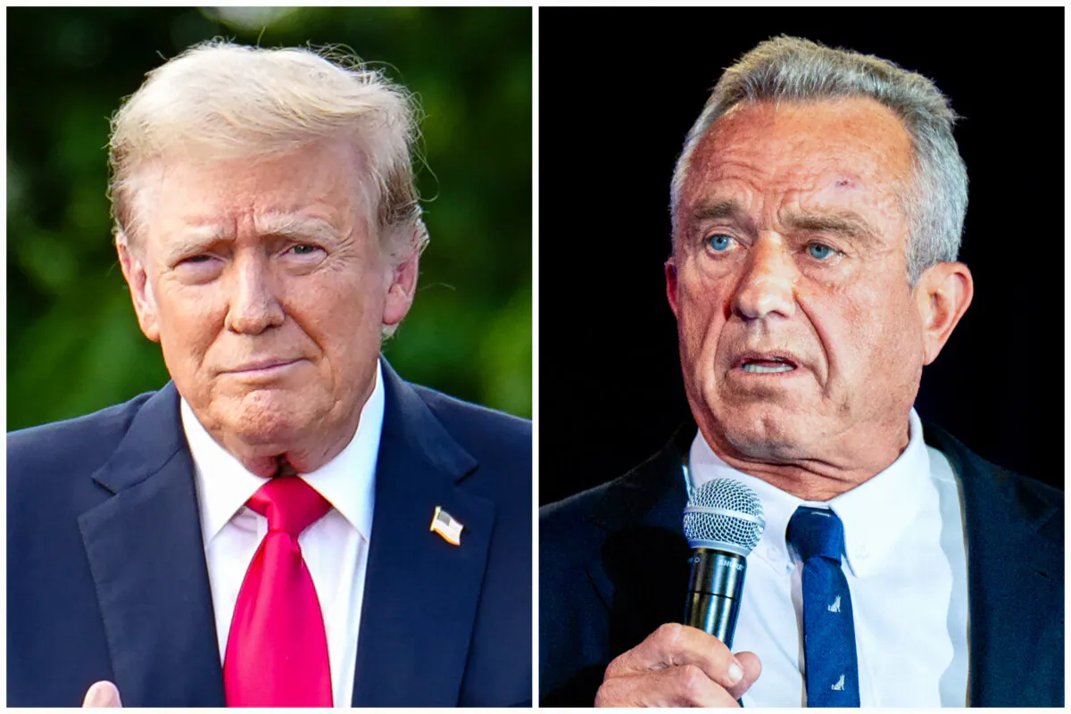 (Left) Former President Donald Trump on May 23, 2024. (Right) Robert F. Kennedy Jr. on May 13, 2024. (Samira Bouaou/The Epoch Times; Brandon Bell/Getty Images)
