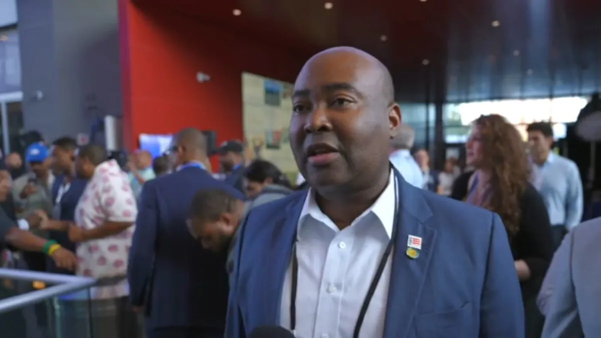 Jaime Harrison, chairman of the Democratic National Committee, shares with NTD’s Kelly Wright why he supports Vice President Kamala Harris for president. (The Epoch Times)