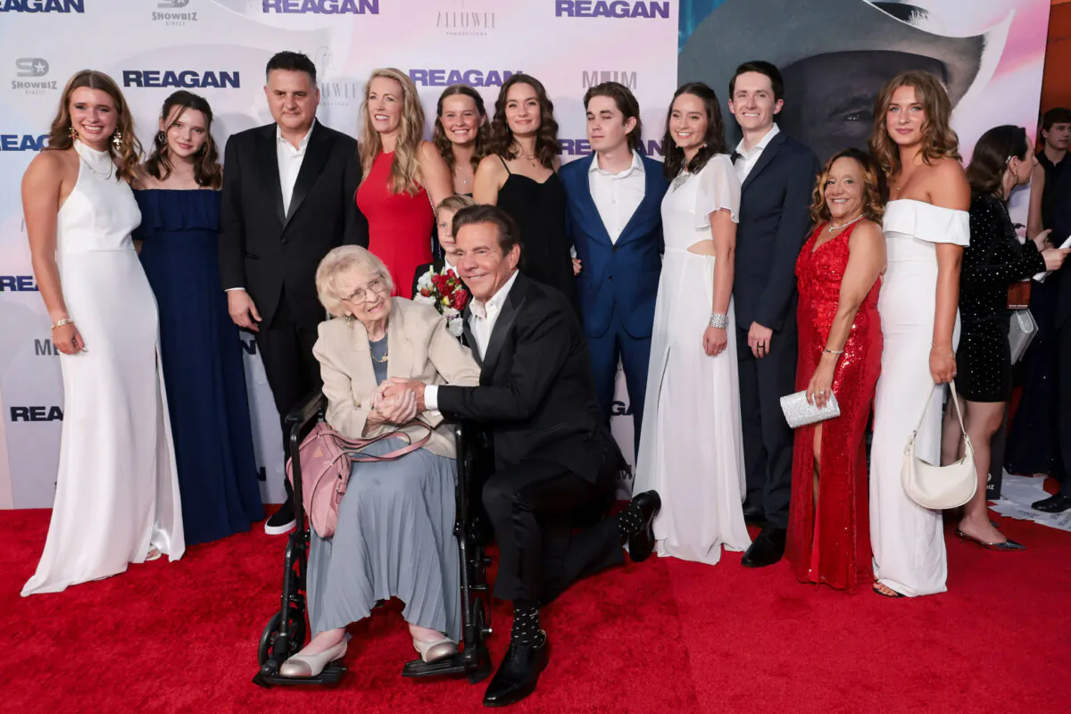 Cast members attend the Los Angeles premiere of 'Reagan' in Hollywood, Calif., on Aug. 20, 2024. (Amy Sussman/Getty Images)
