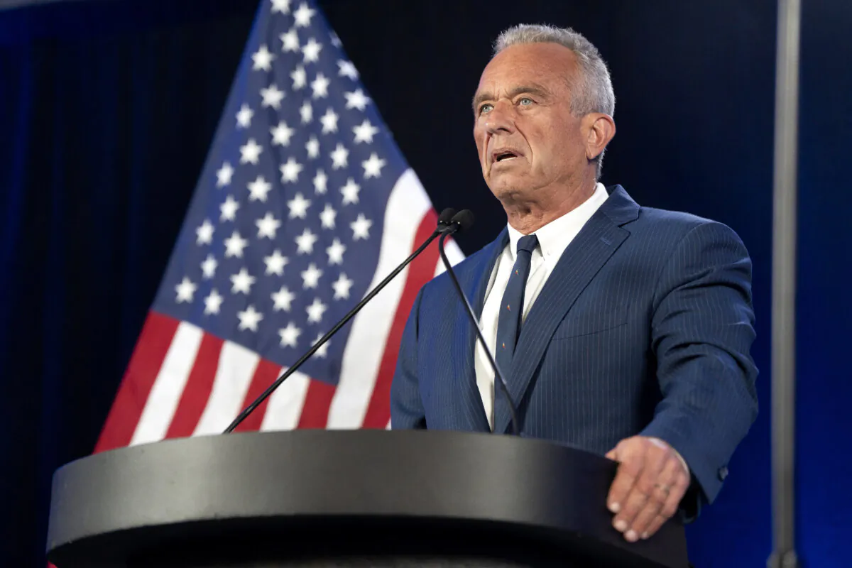 Independent presidential candidate Robert F. Kennedy Jr. gives remarks at the Renaissance Phoenix Downtown Hotel in Phoenix on Aug. 23, 2024. (Rebecca Noble/Getty Images)