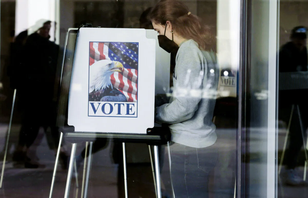 People cast early ballots in the general election at the University of Michigan in Ann Arbor on Nov. 7, 2022. (Eff Kowalsky/AFP via Getty Images)