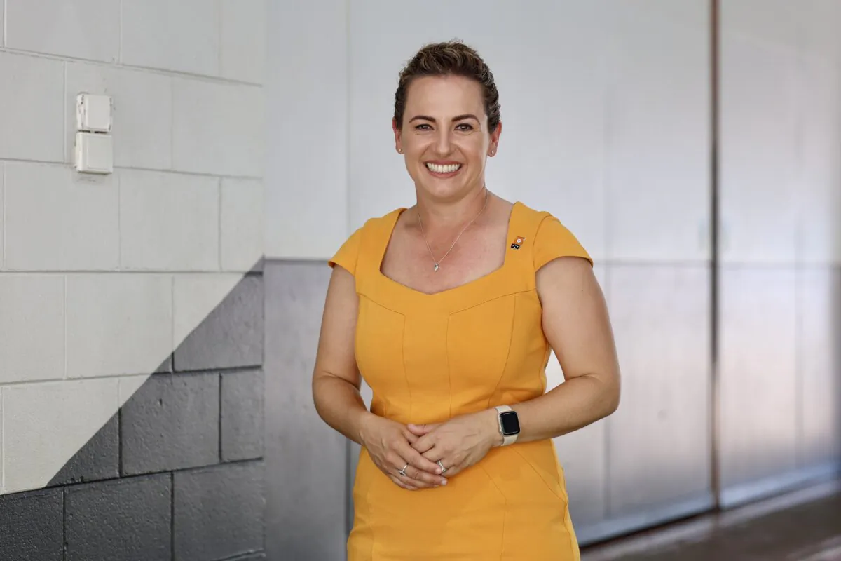 NT Country Liberal Party Leader Lia Finocchiaro poses for a photo during the Northern Territory elections in Darwin, Australia, on Aug. 24, 2024. (AAP Image/(A)manda Parkinson)