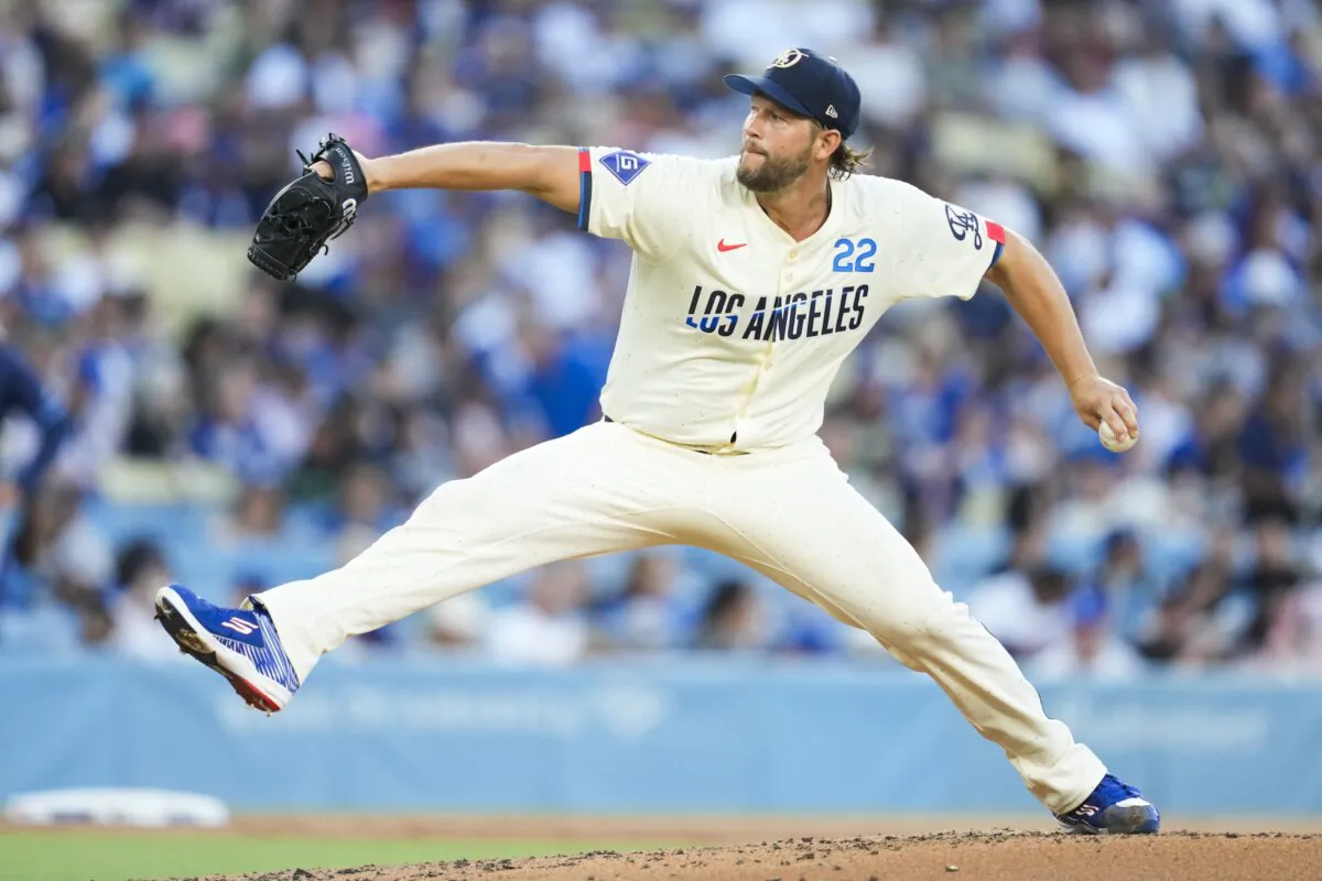 The Dodgers' Clayton Kershaw pitches  against the Tampa Bay Rays in Los Angeles on Aug. 24, 2024. (Ashley Landis/AP Photo)