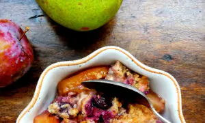 Pears and Plums Make the Perfect Fall-Forward Fruit Crisp