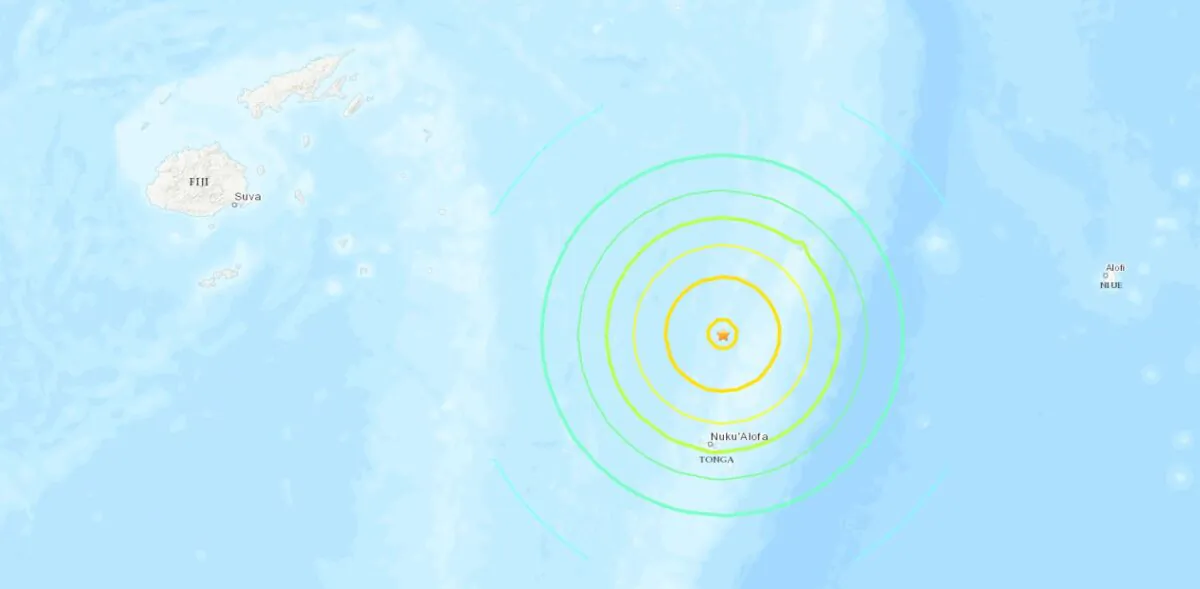 A magnitude 6.9 struck the Tonga region on Aug. 26, 2024. (Screenshot/United States Geological Survey)