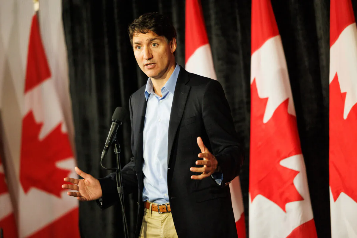 Prime Minister Justin Trudeau speaks to media at the federal ministers cabinet retreat in Halifax, on Aug. 26, 2024. (Kelly Clark/The Canadian Press)