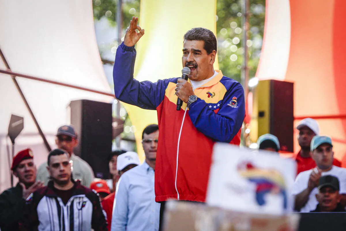 Venezuelan President Nicolas Maduro speaks in Caracas, Venezuela, on Dec. 1, 2023. (Pedro Rances Mattey/AFP via Getty Images)