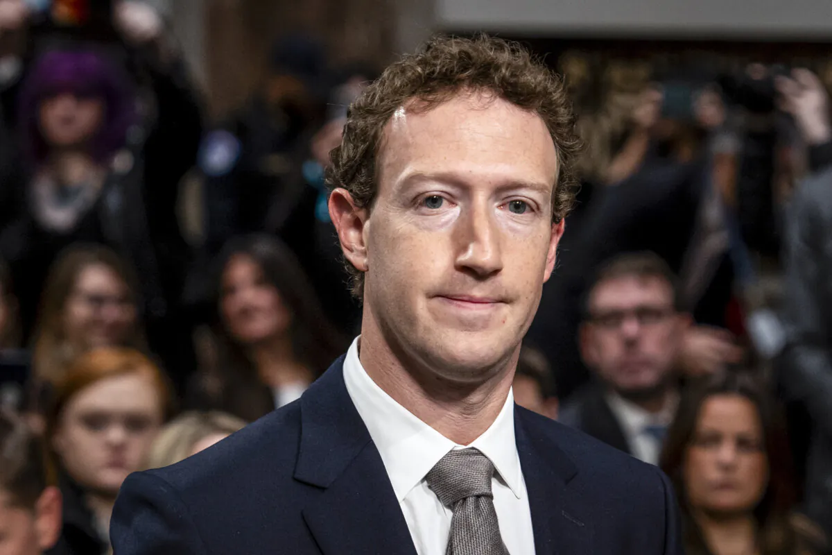 Meta founder and CEO Mark Zuckerberg arrives to testify before the Senate Judiciary Committee in Washington, on Jan. 31, 2024. (Madalina Vasiliu/The Epoch Times)