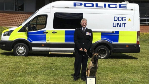 Emaciated, Abandoned Dog Tied to Road Sign Gets Second Chance at Life as Police Dog