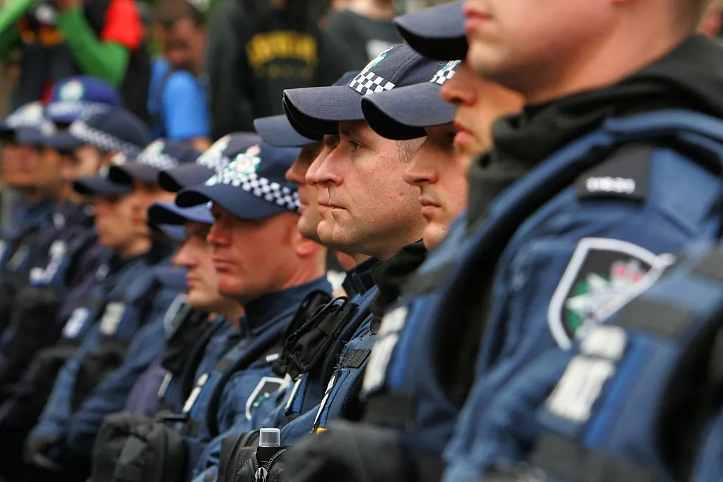 Australian police during a rally held at Sydney Town Hall on Sept. 8, 2007 in Sydney, Australia. (Paula Bronstein/Getty Images)