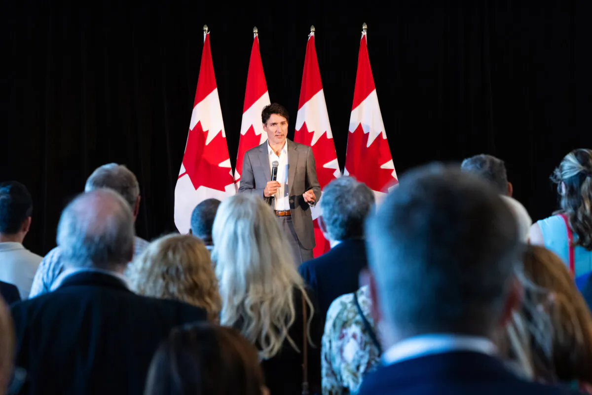 Prime Minister Justin Trudeau speaks at a Liberal Party fundraiser event in Halifax on Aug. 27, 2024. (The Canadian Press/Kelly Clark)