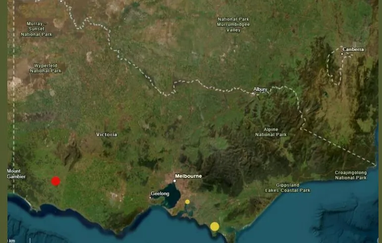 An image shared by Victoria State Emergency Services shows the location of the latest quake.