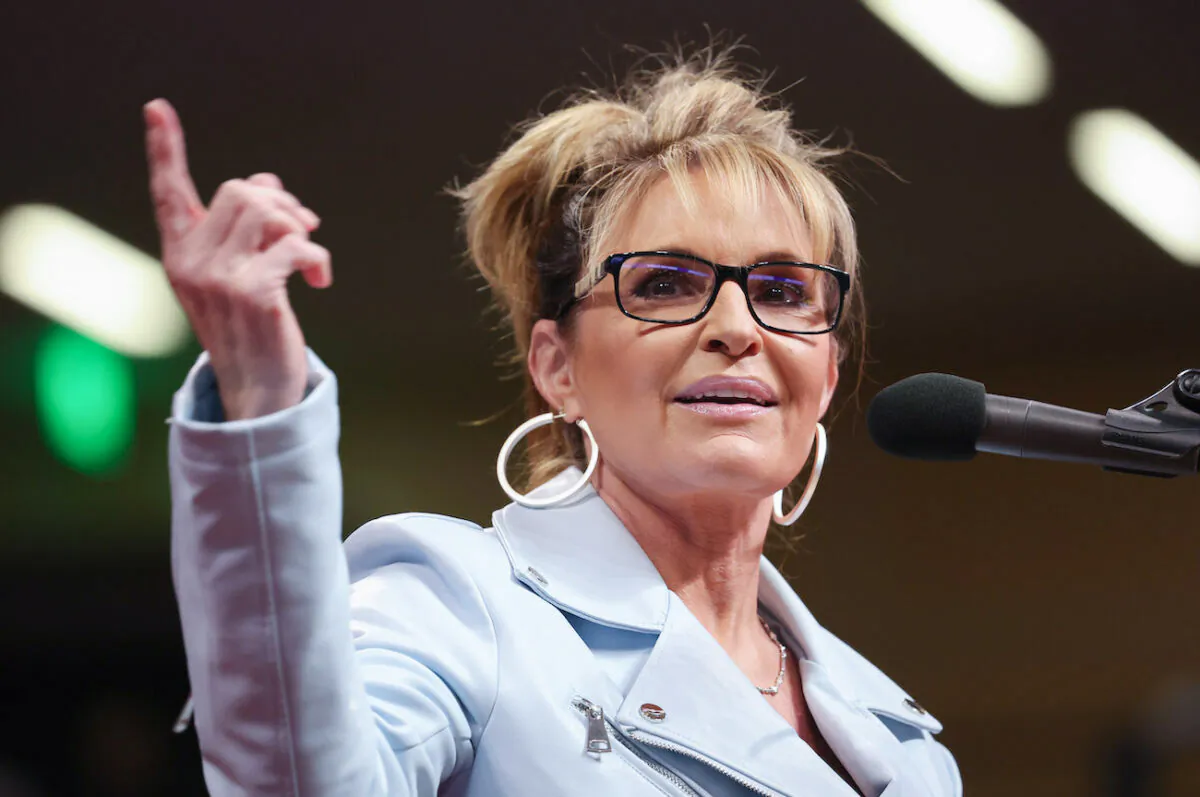 Former Alaska Gov. Sarah Palin speaks during a "Save America" rally at Alaska Airlines Center in Anchorage, Alaska, on July 9, 2022. (Justin Sullivan/Getty Images)
