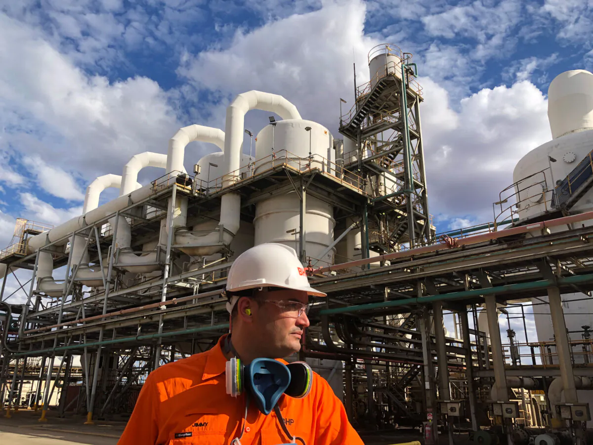 BHP worker Jimmy Clothier at the BHP Kalgoorlie Nickel Smelter in Feysville, Western Australia, Sept. 22, 2023. (AAP Image/Marion Rae)