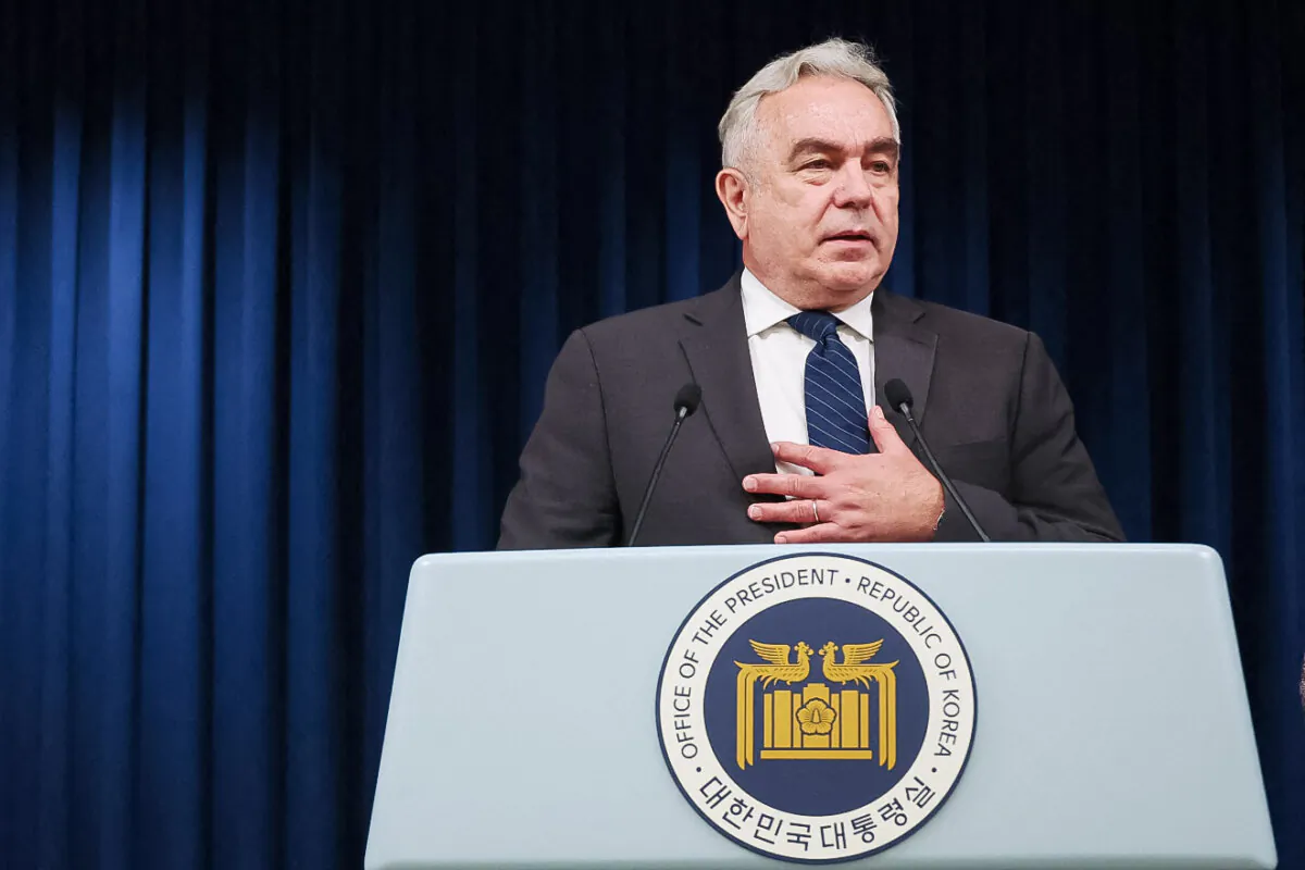U.S. National Security Council Coordinator for Indo-Pacific Affairs Kurt Campbell speaks during a news conference at the South Korean Presidential Office in Seoul on July 18, 2023. (Kim Hong-ji/Pool/AFP via Getty Images)