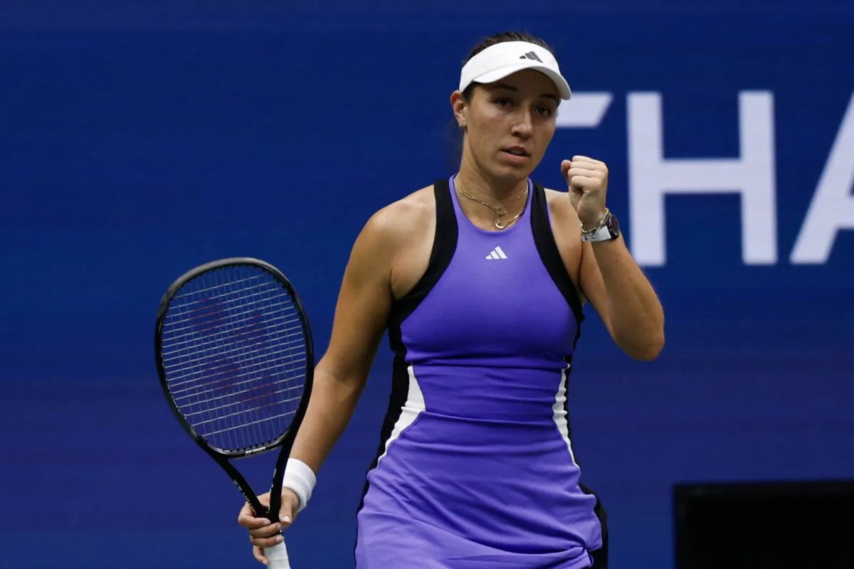 USA's Jessica Pegula celebrates match point over Spain's Jessica Bouzas Maneiro during their women's singles third round match on day six of the U.S. Open tennis tournament in New York City, on Aug. 31, 2024. (Kena Betancur/AFP/Getty Images)
