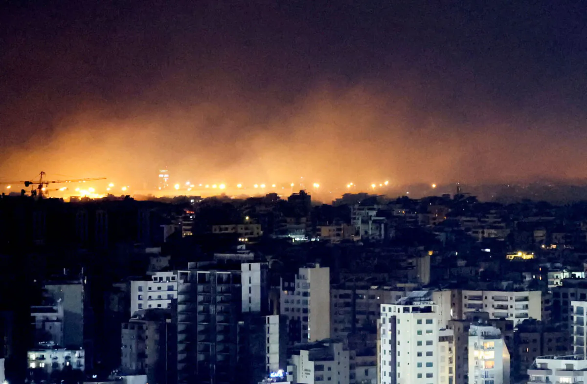 Smoke rises over Beirut's southern suburbs after a strike, amid ongoing hostilities between the Hezbollah terrorist group and Israeli forces, as seen from Sin El Fil, Lebanon, on Oct. 1, 2024. (Amr Abdallah Dalsh/Reuters)