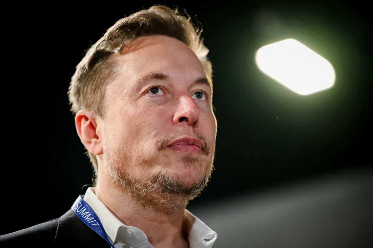 X CEO Elon Musk during the UK Artificial Intelligence Safety Summit at Bletchley Park, in central England, on Nov. 1, 2023. (Leon Neal/AFP via Getty Images)