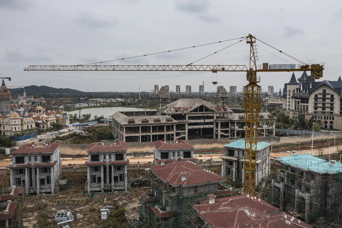 An aerial view shows the Evergrande travel city left unfinished amid a liquidity crisis, in Wuhan, China, on Oct. 18, 2021. (Getty Images)