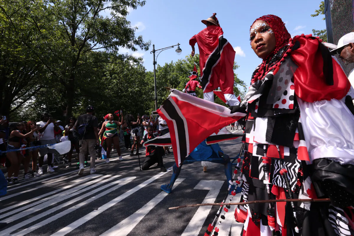 People take part in the 2024 West Indian Day Parade along the Eastern Parkway in the Brooklyn borough of New York City on Sept. 2, 2024. (Michael Loccisano/Getty Images)