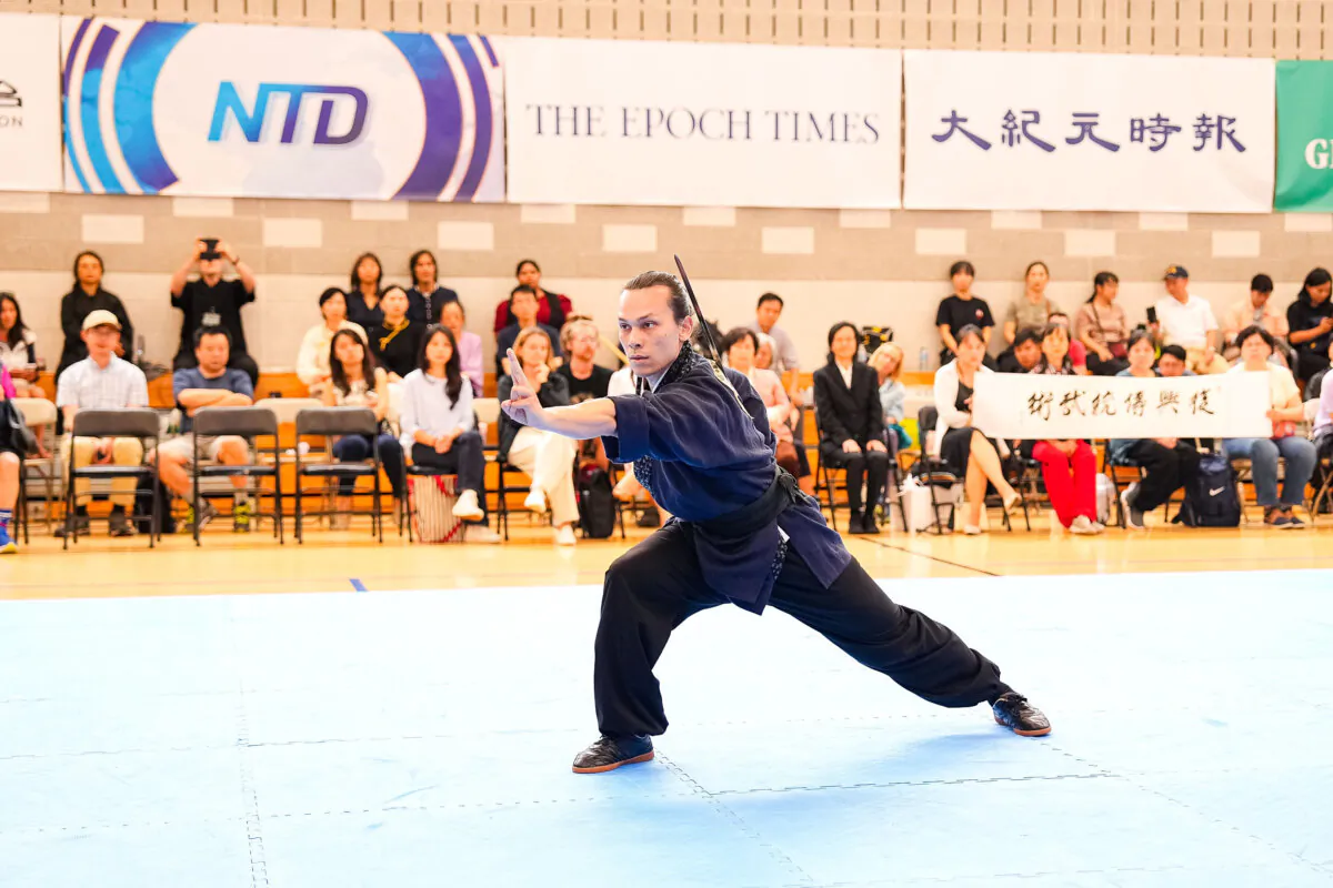 Eike Opfermann participates in the NTD International Traditional Chinese Martial Arts Competition finals in Waldwick, N.J., on Sept. 2, 2024. (Larry Dye/The Epoch Times)