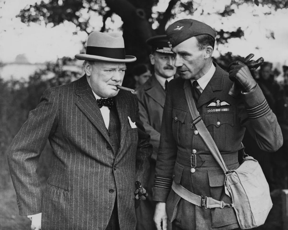 British Prime Minister Winston Churchill during a visit to a Royal Air Force Fighter station, June 1940. (Central Press/Archive Photos/Getty Images)