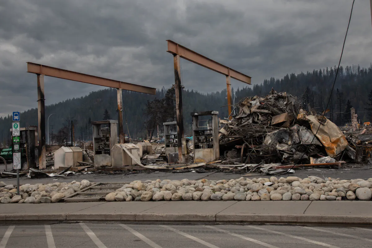 The burned-out Esso gas station in Jasper, Alta. is shown on July 26, 2024. (The Canadian Press/Amber Bracken)