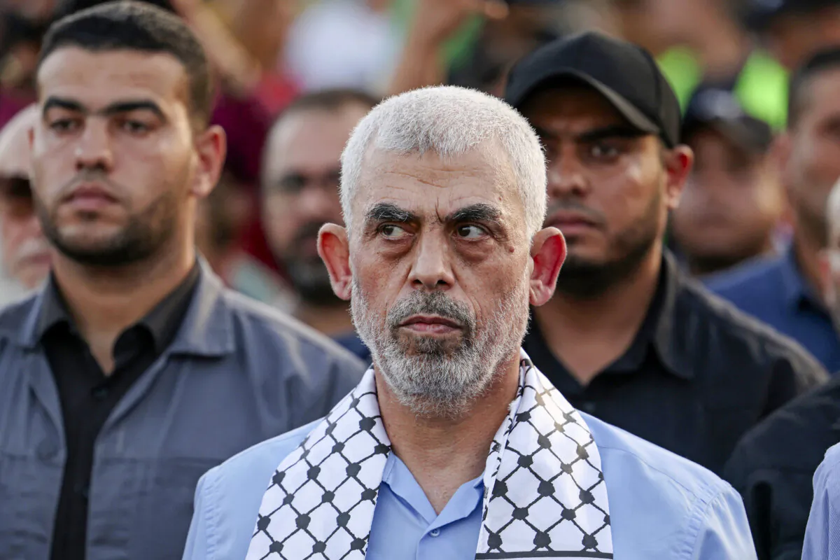Yahya Sinwar attends a rally in Gaza City on Oct. 1, 2022. (Mahmud Hams/AFP via Getty Images)