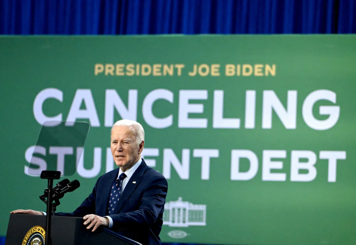 President Joe Biden speaks about student loan relief at Madison College in Madison, Wis., on April 8, 2024. (Andrew Caballero-Reynolds/AFP via Getty Images)
