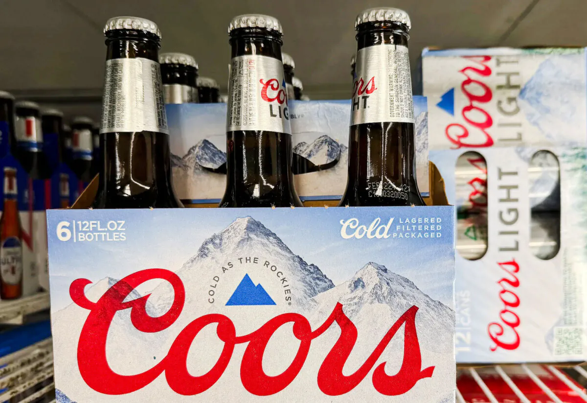 Coors beer is displayed on a store shelf in San Rafael, Calif., on Feb. 13, 2024. (Justin Sullivan/Getty Images)
