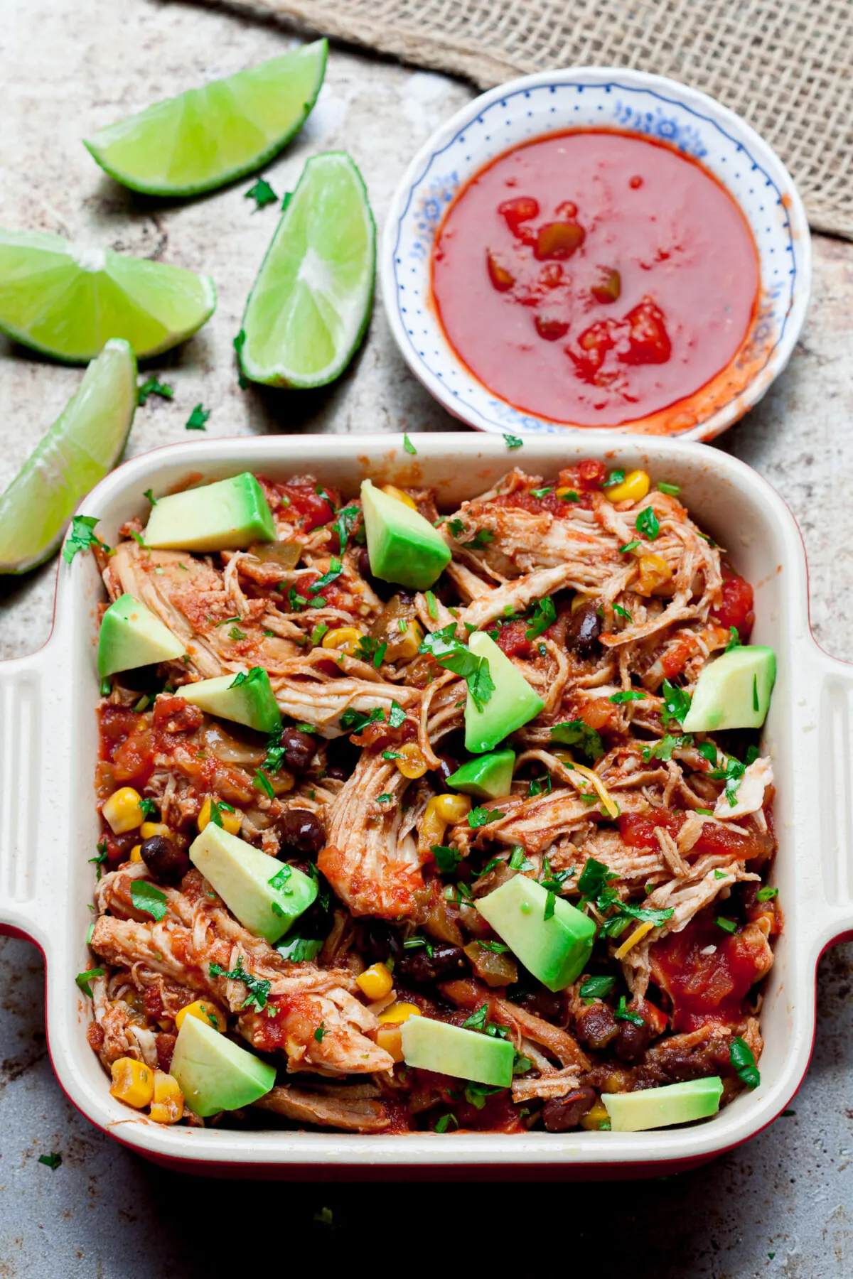 This healthy Easy Slow Cooker Salsa Chicken is incredibly flavorful, tender, and versatile. Serve it in tacos, burritos, enchiladas, or in a bowl over rice. It’s destined to become a family favorite. (Amy Dong)