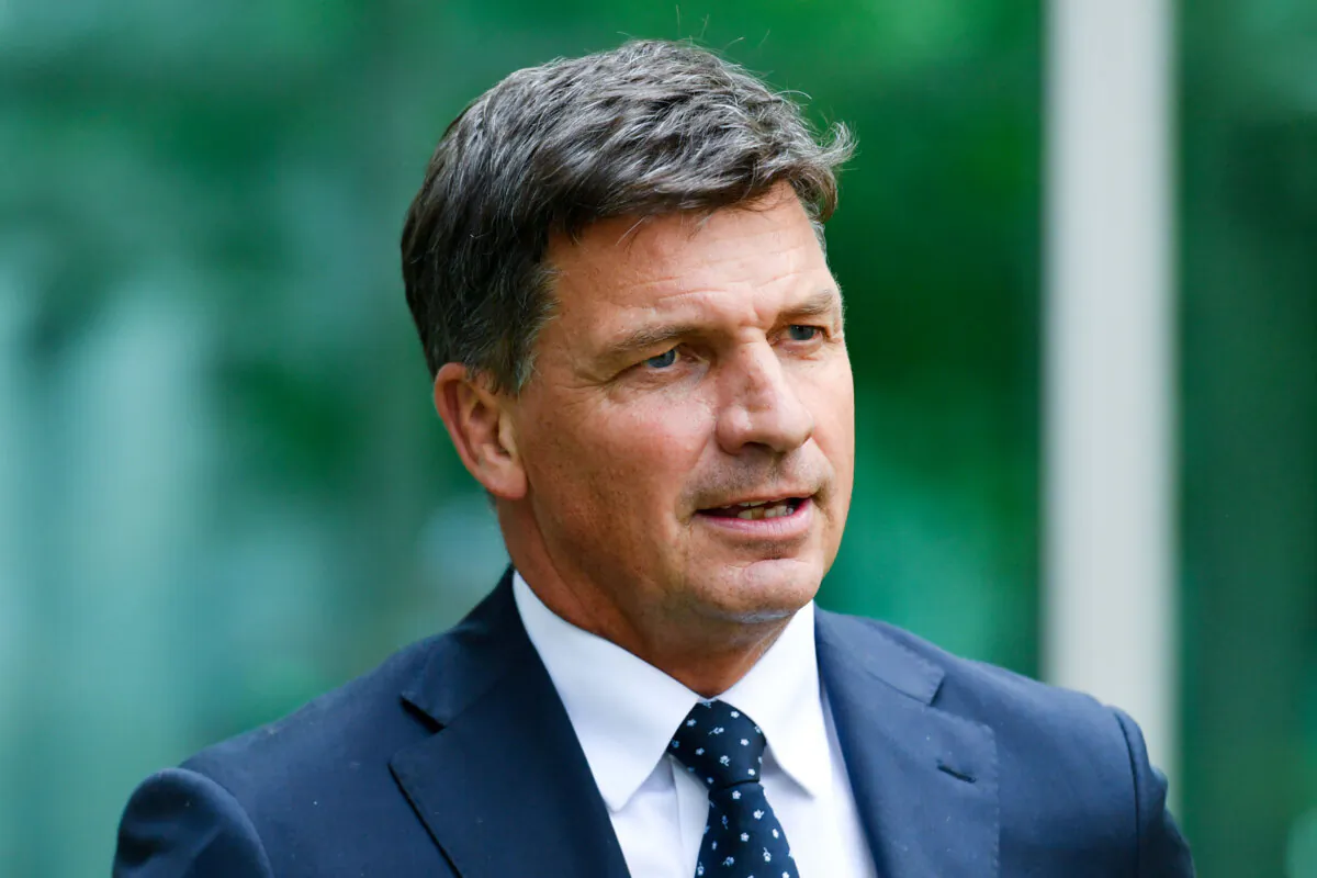 Shadow Minister Angus Taylor at a press conference at Parliament House in Canberra, Australia on Feb. 17, 2022. (AAP Image/Mick Tsikas)