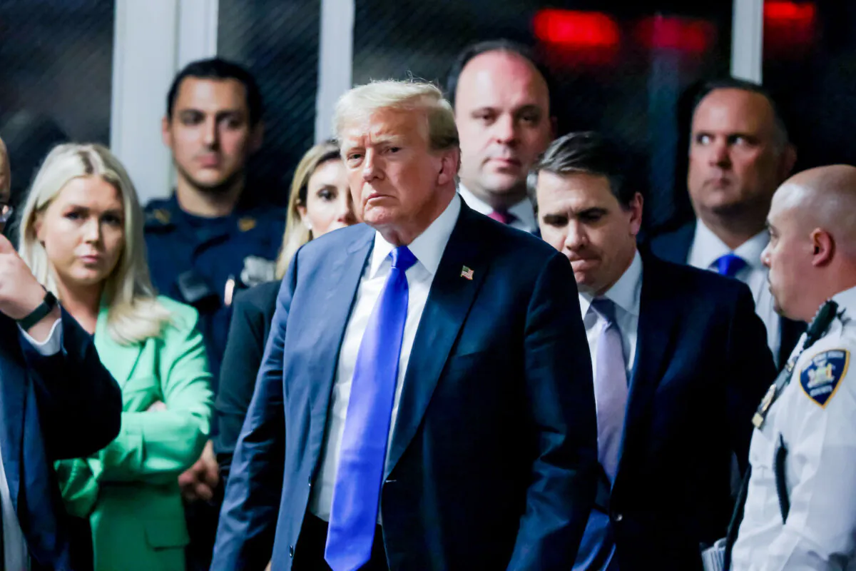 Former President Donald Trump departs the courtroom after being found guilty on all 34 counts in his so-called “hush money” trial at Manhattan Criminal Court in New York City on May 30, 2024. (Justin Lane-Pool/Getty Images)